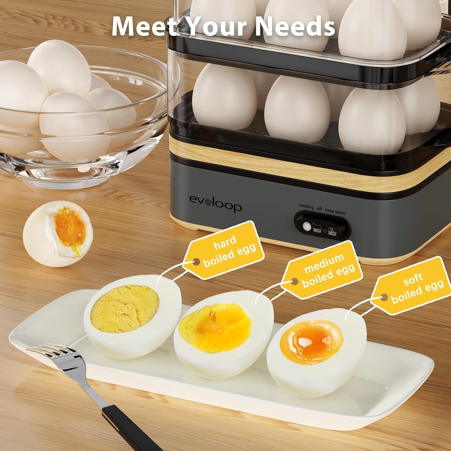 Rapid Egg Cooker Electric 12 Eggs Capacity, Soft, Medium, Hard Boiled, Poached, Omelet Maker Egg Poacher & Vegetable Steamer, BPA Free Tray(Grey)