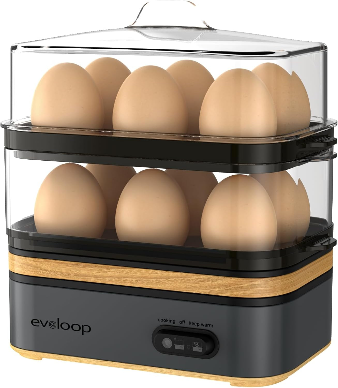 Rapid Egg Cooker Electric 12 Eggs Capacity, Soft, Medium, Hard Boiled, Poached, Omelet Maker Egg Poacher & Vegetable Steamer, BPA Free Tray(Grey)